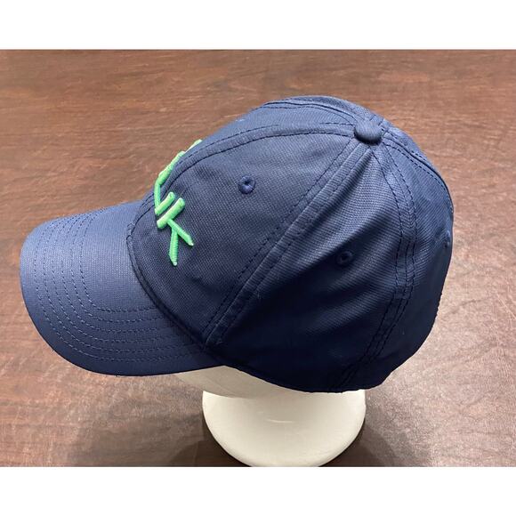 Huk Fishing Performance Snapback Hat Navy Blue Green Logo Adjustable Cap Outdoor - Picture 3 of 8